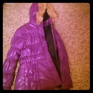purple winter coat